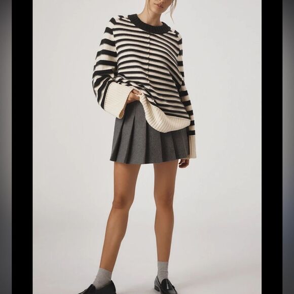 Anthropologie x Maeve The Chandler Relaxed Fit Striped Crewneck Sweater NWOT - Picture 1 of 9